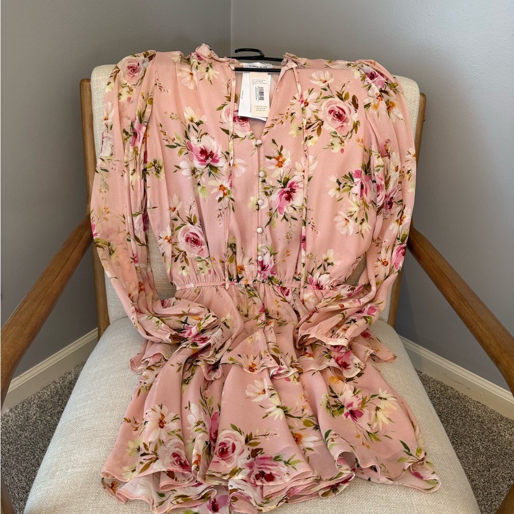 Yumi Kim Pink Floral Long Sleeve Mini Dress - NWT